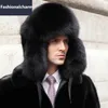 Unisex Full Covered Real Fox Fur Hat Trapper Hat Russia Warm Hunter Ushanka Cap Earlaps Hat