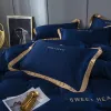 Sisher Luxo Conjunto de Cama 4 Pcs Plana Folha Breve Duvet Cover Sets King Confortável Quilt Covers Queen Size Bedclothes Linho Y200111