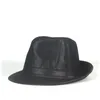 Bérets Cuir Hommes Fedora Chapeau Pour Papa Noir Jazz Authentique Gentleman Billycock Homburg Parrain