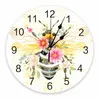 Zegary ścienne pszczoły kropka akwarelowa kwiat nadrukowany zegar nowoczesny cichy salon wystrój domu wiszący zegarek