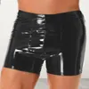 Underpants Male Underwear Mid-rise Elastic Waistband Men Panties U Convex Thin Stretchy Sexy Faux Leather Shorts Briefs Daily Wear