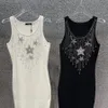 Abito firmato da donna alla moda e minimalista primavera estate festa vestito sexy stella maglia abito pesante diamante pieno bianco e nero bicolore