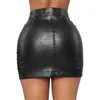 Jupes Skorts noir femmes Mini dames doux Faux cuir jupe moulante taille haute fermeture éclair avant crayon pour Club fête YQ240223