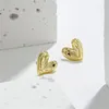 Stud Earrings ANDYWEN 925 Sterling Silver Gold Big Heart Earring Love Women Luxury Fine Jewelry 2024 Irregular Rock Punk Jewels