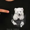 メンズTシャツかわいいサモエド犬内のポケットTシャツ犬愛好家Tシャツ夏コットンメンズカスタムプリントTシャツharajukuh24222