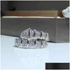 Anneaux de mariage Choucong Marque De Luxe 925 Sterling Sier Pave Blanc Saphir Cz Diamant Eternity Party Femmes Serpent Bague Pour Les Amoureux Dhvju