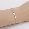 Link pulseiras cruz lateral pulseira banhado a ouro/prata para mulheres simples pequenas joias da moda