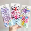 Hair Accessories 8PCS/Set Print Grosgrain Ribbon Bows Clips Small For Children Girls Headwear DIY Kids Gifts