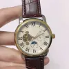 2024 Rand Designer Homens Moda Mecânica Automática Luxo Tourbillon Relógio Pulseira de Couro Diamante Daydate Fase da Lua Movimento Relógios de Pulso Mens Dia dos Pais Ele