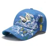 Ball Caps Butterfly Embroidered Baseball Cap 2024 Spring Summer Women Casual Snapback Butterflies Flower Print Outdoor Sun Hats