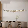 Lustres Créatif nordique postmoderne modèle chambre barre LED lustre concepteur Restaurant étude décoration en acier inoxydable lampe en tôle
