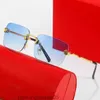 Lunettes de soleil de designer Tête de léopard Composite Métal Cadre optique sans monture Classique Rectangle Carré Luxe Or Parasol Sunglass Carti Cadre Lunettes 026lo4