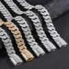 15mm Sterling Sier VVS 1 Moissanite 14K/ Gold Plated Iced Out Link Diamond CZ Prong Cuban Chain Halsband