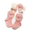 Hårtillbehör 1 Set Flower Spets Soft Cotton Socks Headband Hairpins Gift Box Headwear Elastic Band för Girls Princess H055