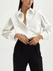 Blusas de mujer Camisa blanca de oficina para mujer Camisa elegante con temperamento para mujer Camisas de manga larga de color sólido Top con botones con estilo para mujer