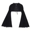 Vestes pour femmes gothique dentelle à manches longues victorienne demi-chemise crop top vintage t pour les femmes