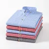 Mince 100 coton chemises à carreaux pour hommes à manches longues coupe régulière chemise à carreaux hommes bleu doux confortable mâle 240219