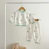 衣類セット7498 2024秋の赤ちゃん生まれ2PC服セットロングリーブアニマルプリント韓国のホームウェアパジャマ幼児の女の子