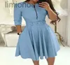 Urban Sexy Dresses Elegant Womens Dress Summer 2023 New Waist Zipper Mid-Length Sleeve Dress Womens Office Dress Formal Dress with Belt 240223