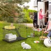 Kattbärare 2 Tier Large inomhusburen Crate Kitten Kennel Condo med stege för små djur - Puppy Rabbit Bunny Squirrel Black