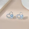 Brincos de parafuso prisioneiro primeiro amor brilhante zircão coração nobre dourado prateado quadrado orelha studs para mulheres menina na moda decorar jóias suaves