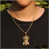 Collane con ciondolo Diamante Acciaio inossidabile Uomo Cartoon Mascherato Statua della Libertà Collana Bijoux Bling Hip Hop Rapper Gioielli Regali F Dhh6P