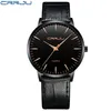 CWP2021 Luxury Mens Watches Crrju Men Ultra cienkie wodoodporne sportowe kwarcowe zegarek Mężczyzna Slim Skórz