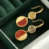 Boucles d'oreilles pendantes originales en Tourmaline rouge du sud, Style semi-chinois créatif, breloque rétro pivoine, bijoux de marque élégants pour femmes