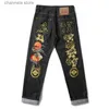 Herenjeans Europese en Amerikaanse high street hiphopjeans hipster rechte broek met wijde pijpen T240223