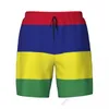 Menshorts Mauritius Flag 3D Swimming Trunks med kompressionsfoder 2 i 1 snabbtorkade sommarbockfickor