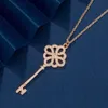 Tiffiny colar designer feminino qualidade original colares nó de ouro chave colar simples e luxo cheio diamante elegante chave camisola corrente
