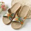 Salute to woven canvas shoes, slippers grass shoes Mule Slides sandals high heels flat heels women casual and fashionable beach slippers E05