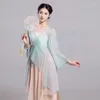 Сценическая одежда, китайское классическое танцевальное платье, женская одежда для тренировок в древнем стиле, шифоновый костюм для соревнований