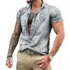 Męskie koszule Summer 3D Navigation Drukuj koszulka z krótkim rękawem Vintage Street Social Blouse Ogajna koszulka koszulka męska ubrania