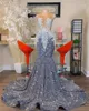 Shinning Grey Wituil Mermaid Prom Dresss O Neck Lace Appliques plus size abiti da festa di compleanno per donne arabe BC