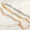 Charm Bracelets Luxucy Women Crystal & Bangles Rhinestone Cuff Hand Chain Rose Gold Color Fashion Bracelet Bridal Wedding Jewelry