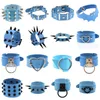 Länk armband hjärta blå punk pu läder för kvinnor 80 -tal nit stud manschett armband justerbara smycken