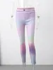 Kvinnors leggings gradient denim tryck kvinnor byxor mantel skjuter upp löpande sport smal byxa kvinnlig 2024 casual fockna fitness byxor