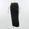 Faldas Skorts PU Falda larga de cuero Lápiz negro Mujeres Cintura alta Slim Midi 2024 Bottoms Streetwear Otoño Invierno Blanco YQ240223