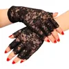 Fünf Finger Handschuhe Frauen Sommer Sexy Schwarz Hohle Spitze Sonnencreme Atmungsaktive Dünne Halbe Finger Prom Dekoration Etikette Pole Dance310z