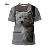 Herr t-skjortor mode djurhund Yorkshire terrier 3D-tryckning t-shirt och kvinnors sommar casual rund nack