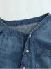 Zevity Women Fashion jedno ramię Asymetryczna jeansowa bluzka bluzka femme Chic kieszonkowe