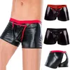 Onderbroek Mannen Sexy Homo Ondergoed Open Kruis Lederen Boxershorts Clubwear Erotische Crotchless Boxershorts Lingerie Gesp Onderbroek