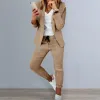 Suits Women Fashion Two Pieces Sets Office Wear Blazers Coat And Pants Female