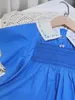 Robes de fille Spot G24, robe bleue brodée à revers, câble à la main, printemps et été