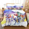 Bedding Sets Christmas Duvet Cover Winter Season Snowman Xmas Tree Santa Sleigh Moon Present Boxes Snow And Stars Room Decoration Children