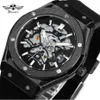 WINNER Top Outdoor Sports Men Automatic Mechanical Watch Rubber Strap Creative Skeleton Design Casual Wristwatch293r