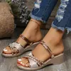 Kleid Schuhe Frauen Koreanische Rom Pailletten Keil Sandalen Sommer Mode High Heel Hausschuhe Outdoor Komfort Glänzend Peep Toe Casual