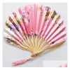 Party Favor Chinese Japanse stijl Hand Held Fans Gepersonaliseerde Patroon Zijde Bedrukt Bamboe Opvouwbare Handheld Bruiloft Fan Sn4160 Drop Dhi6Z