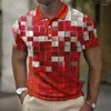 Men's Polos Polo T-shirt Patchwork Plaid Print Clothing Summer Casual Short Sleeved Daily Street Tops Tees Loose Oversized Shirt